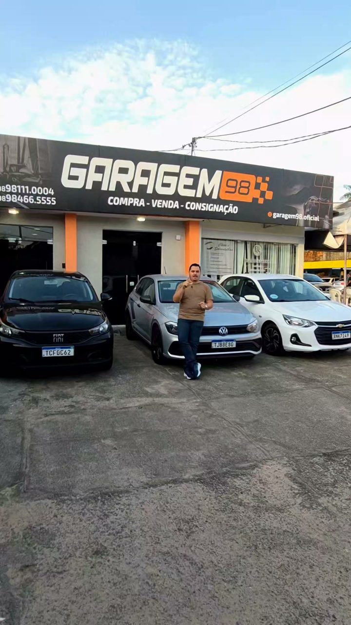Fachada da loja Garagem 98, compra, venda e consignação de veículos